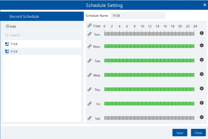 Schedule Setting Menu