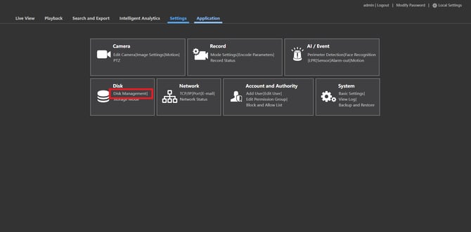 settings disk management